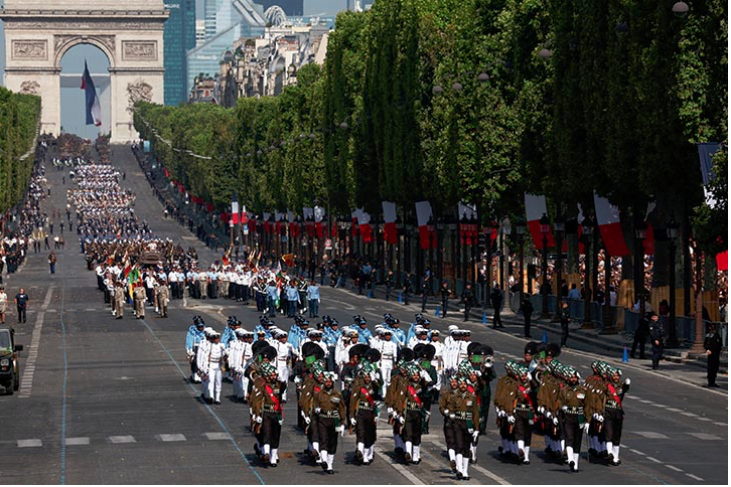 PM Modi in France - Indian Army Marches On Champs Elysees During Bastille Day Parade